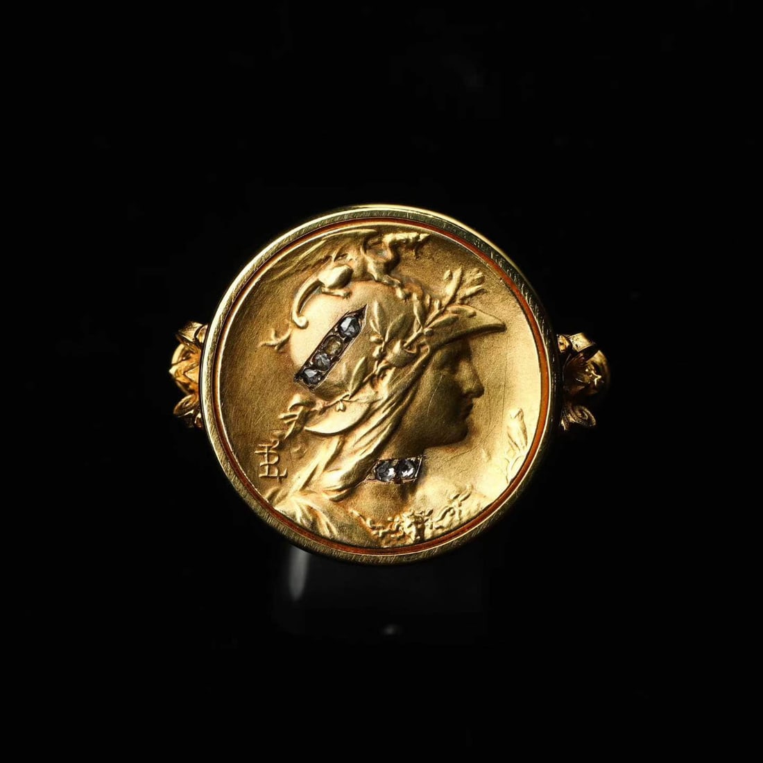 Art Nouveau in the New Art Period (1880-1920) Athena goddess gold ring (1 of 9)