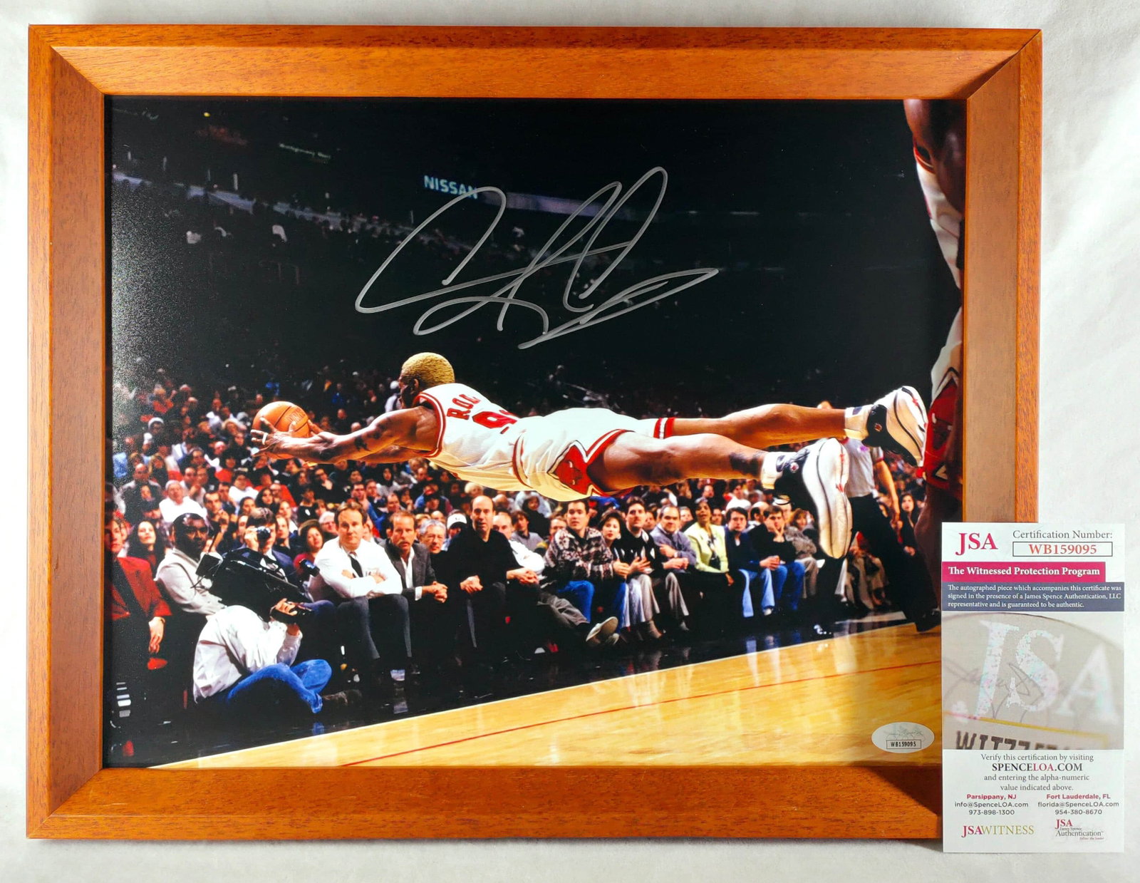 NBA superstar Rodman. a 14-inch large-scale classic swoop photo -JSA on-site witness appraisal (1 of 4)