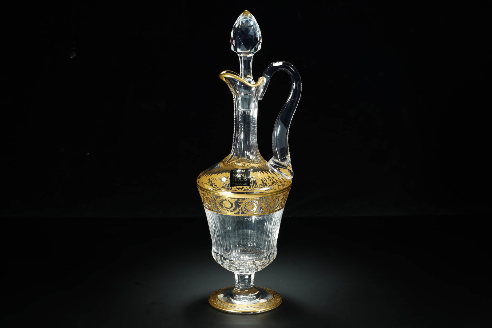 This French Royal St. Louis "Golden English Thistle" series is decorated with crystal wine bottles (1 of 17)