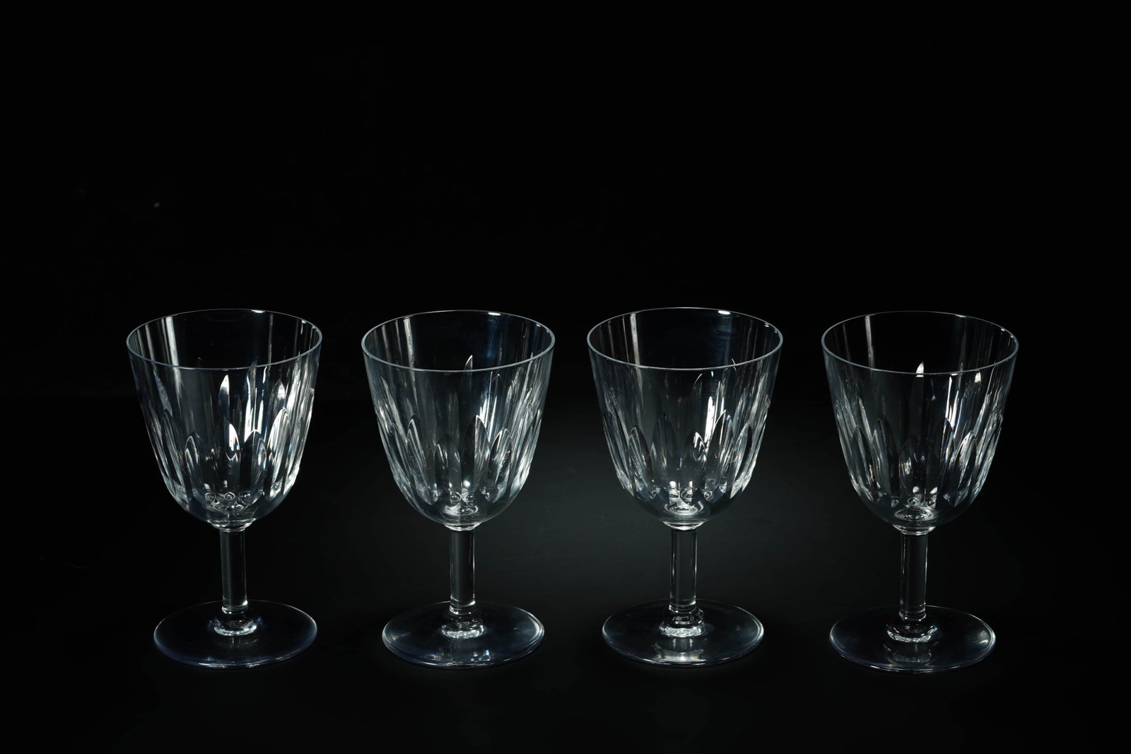 These four French Baccarat red wine/ice glass crystal wine glasses (1 of 20)