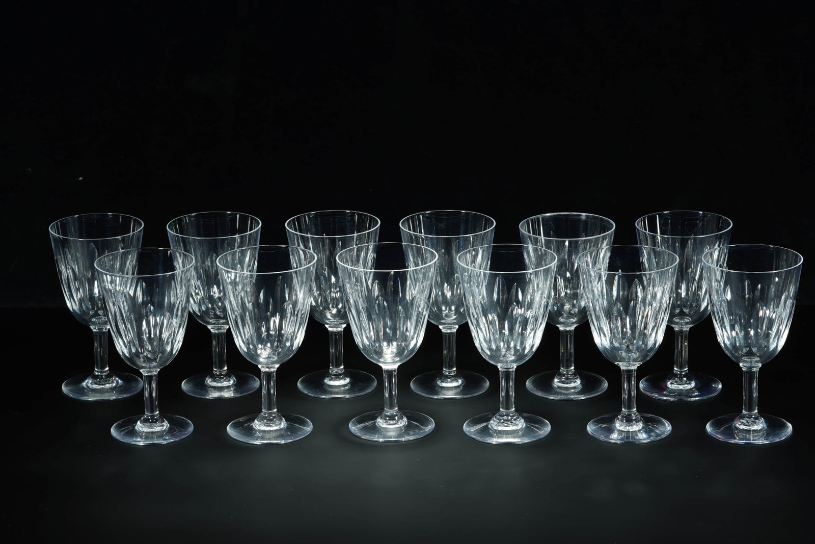 These twelve French baccarat red and white wine glasses (1 of 20)