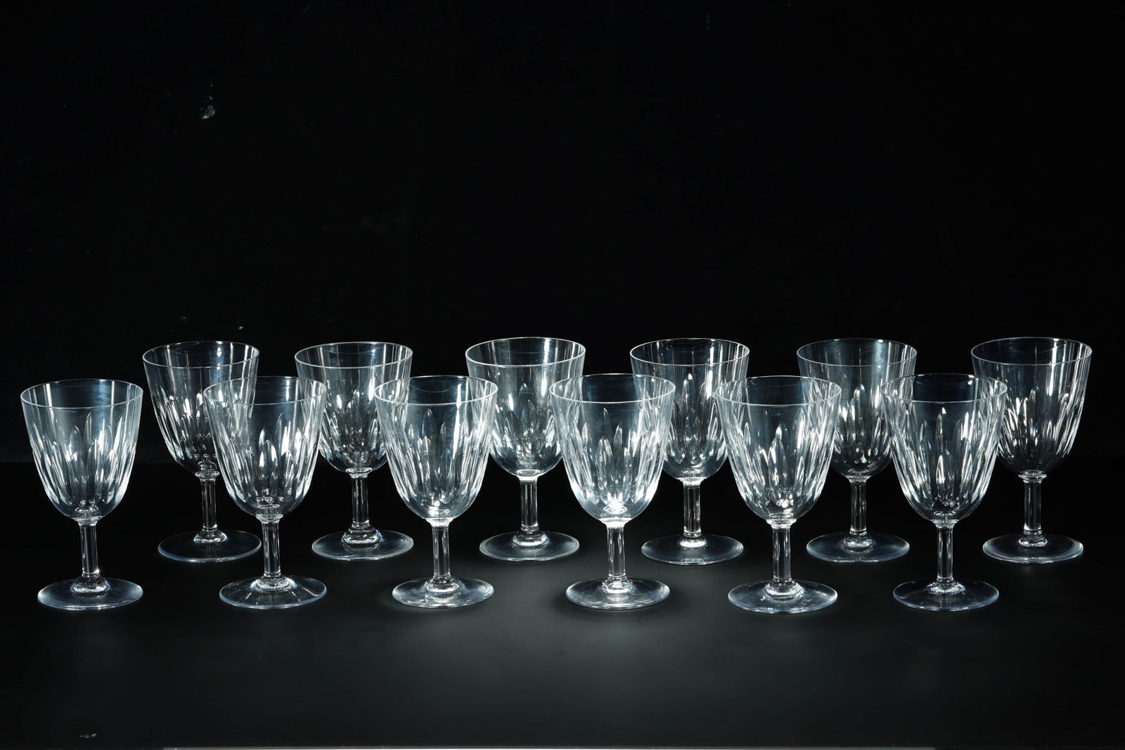 These twelve French Baccarat white wine/sweet wine glasses (1 of 20)