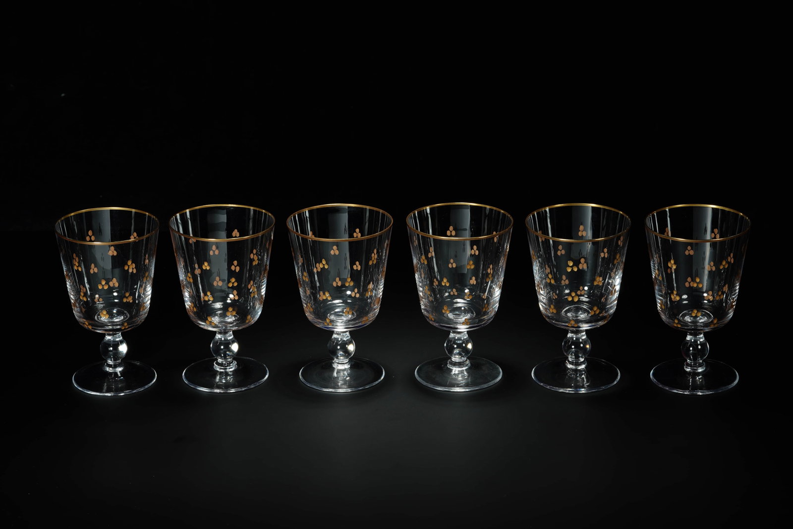 These six neo-classical crystal gold goblets decorated with plum blossom cups and spirits. (1 of 20)