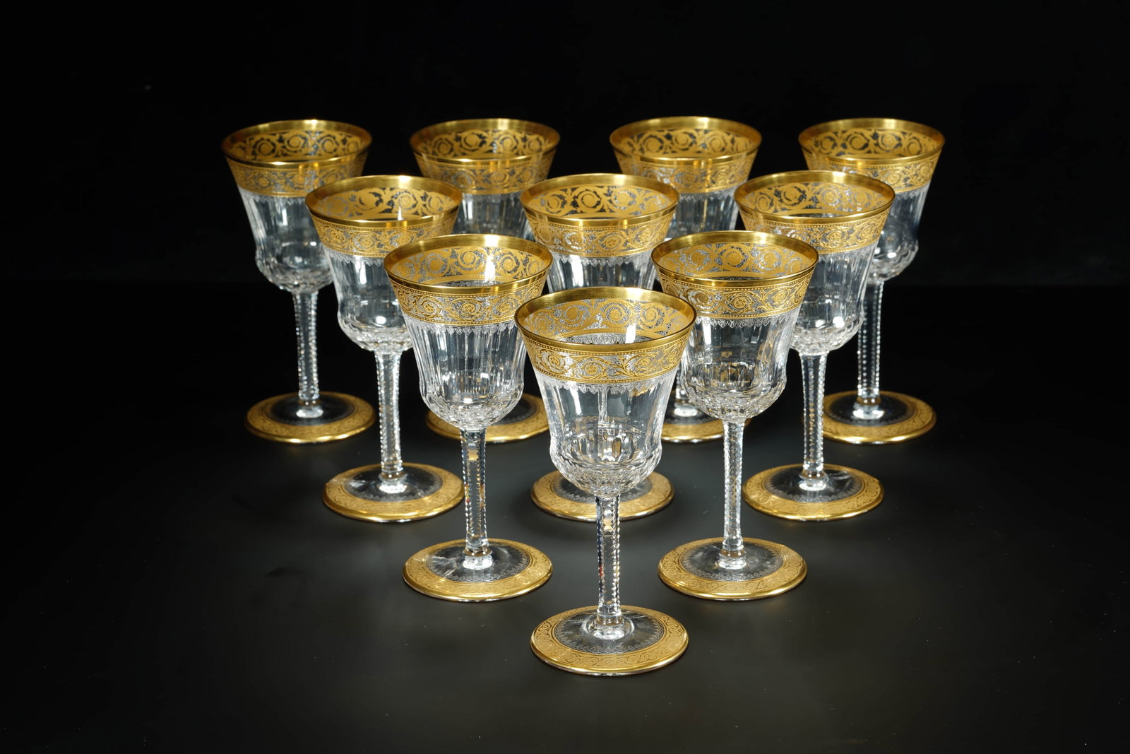 These ten French Royal Saint Louis "Golden English Thistle" series gold-painted crystal red and (1 of 20)