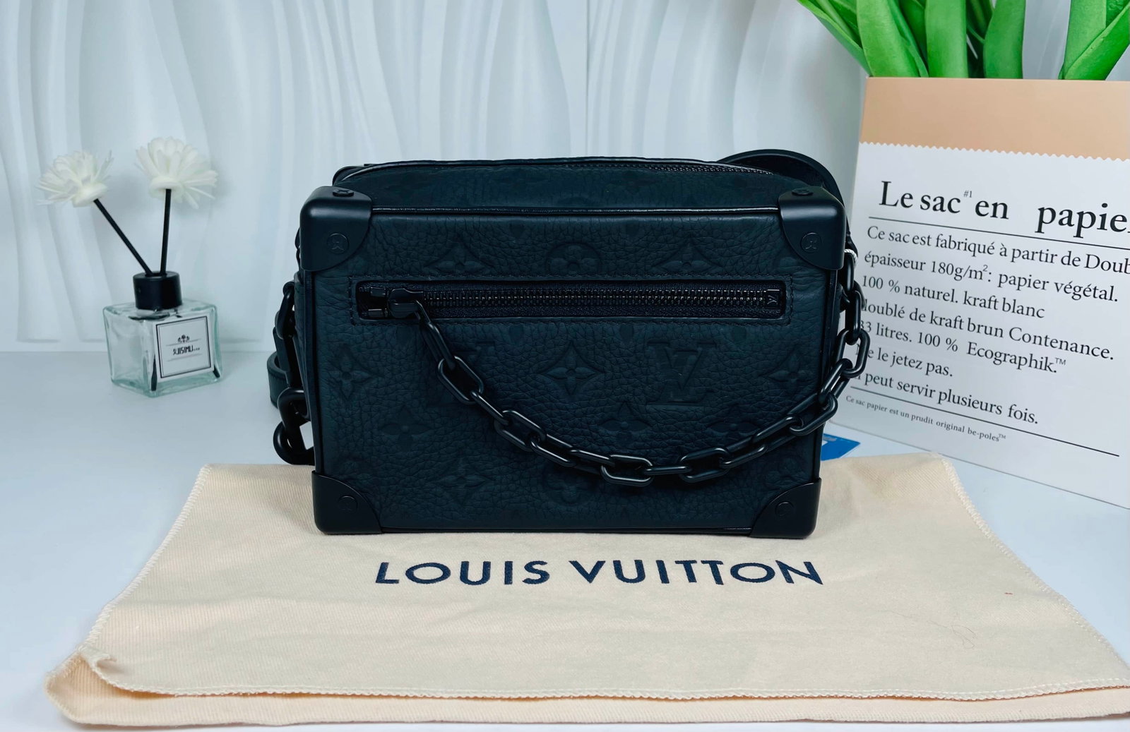 Louis Vuitton. Soft Trunk Box Crossbody Bag: Louis Vuitton. Soft Trunk box Crossbody bag rarely has a good color 98 99 new size 19??12.5??8 black embossed Taurillon cowhide with embossed presbyopic logo. Matte metal chain corner protector is equ