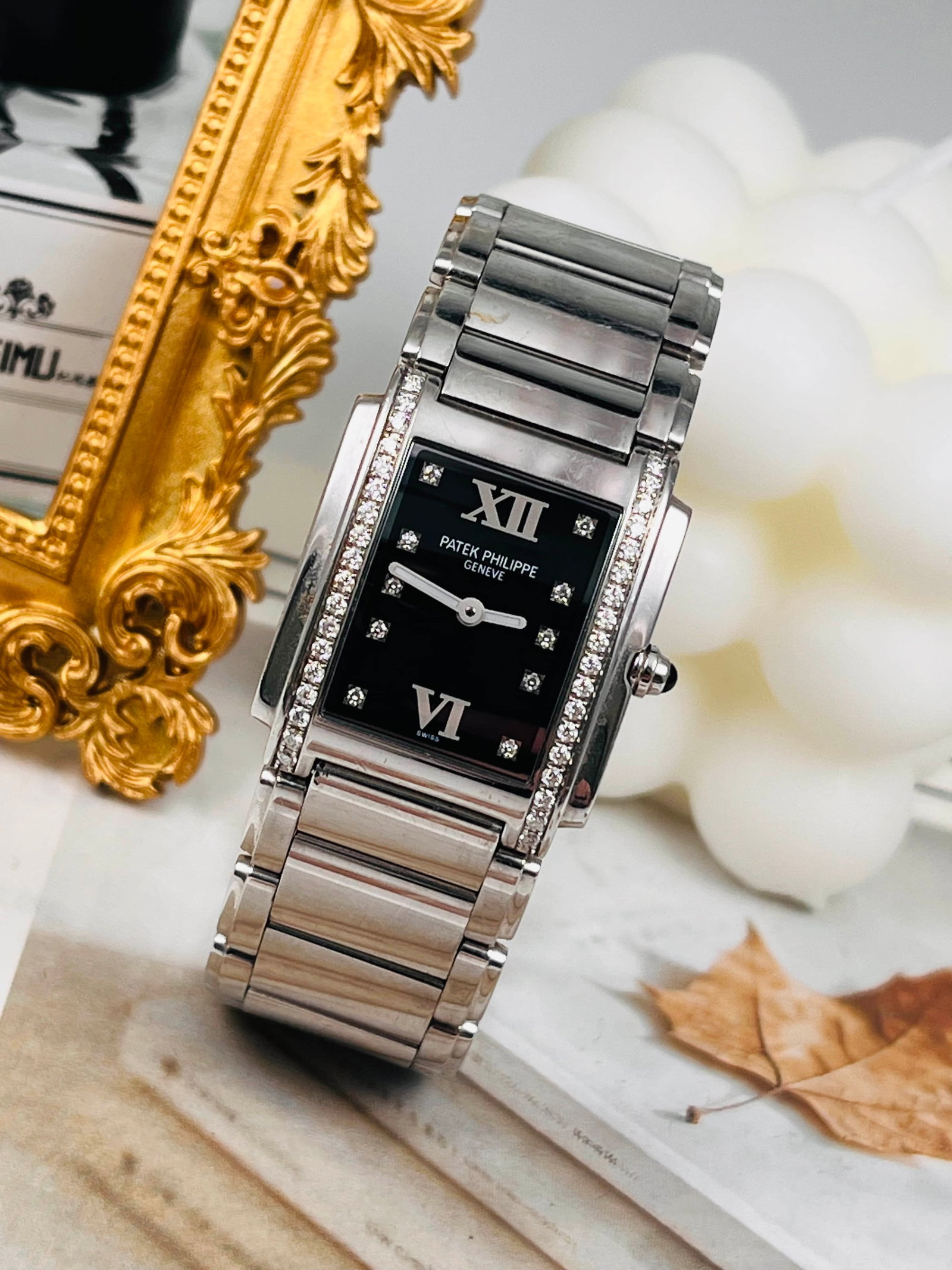 Patek Philippe TWENTY~4 Series 4910/10A-010: Patek Philippe TWENTY~4 series 4910/10A-010 popular grey diamond disk surface 12-year baoka Shi Ying movement accurate endurance lasting 25x30 fine steel case bezel set with 36 diamonds about 0.45 car