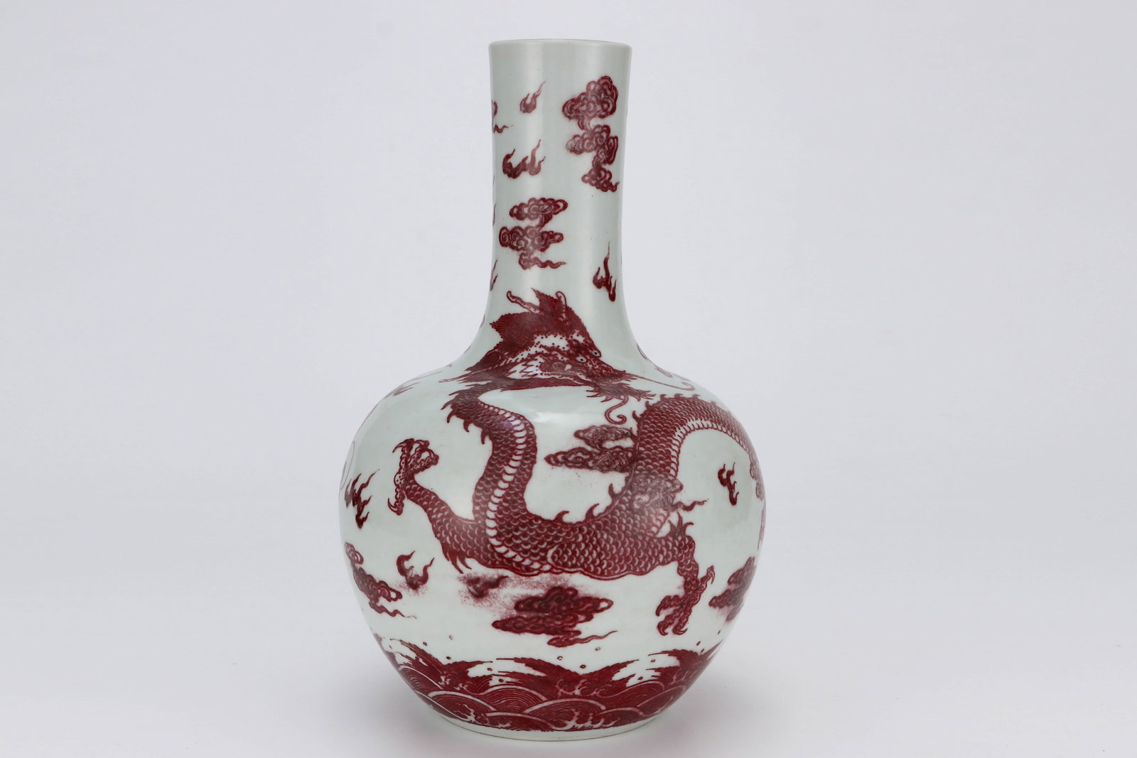 Clear glaze red cloud dragon pattern celestial bottle - 2