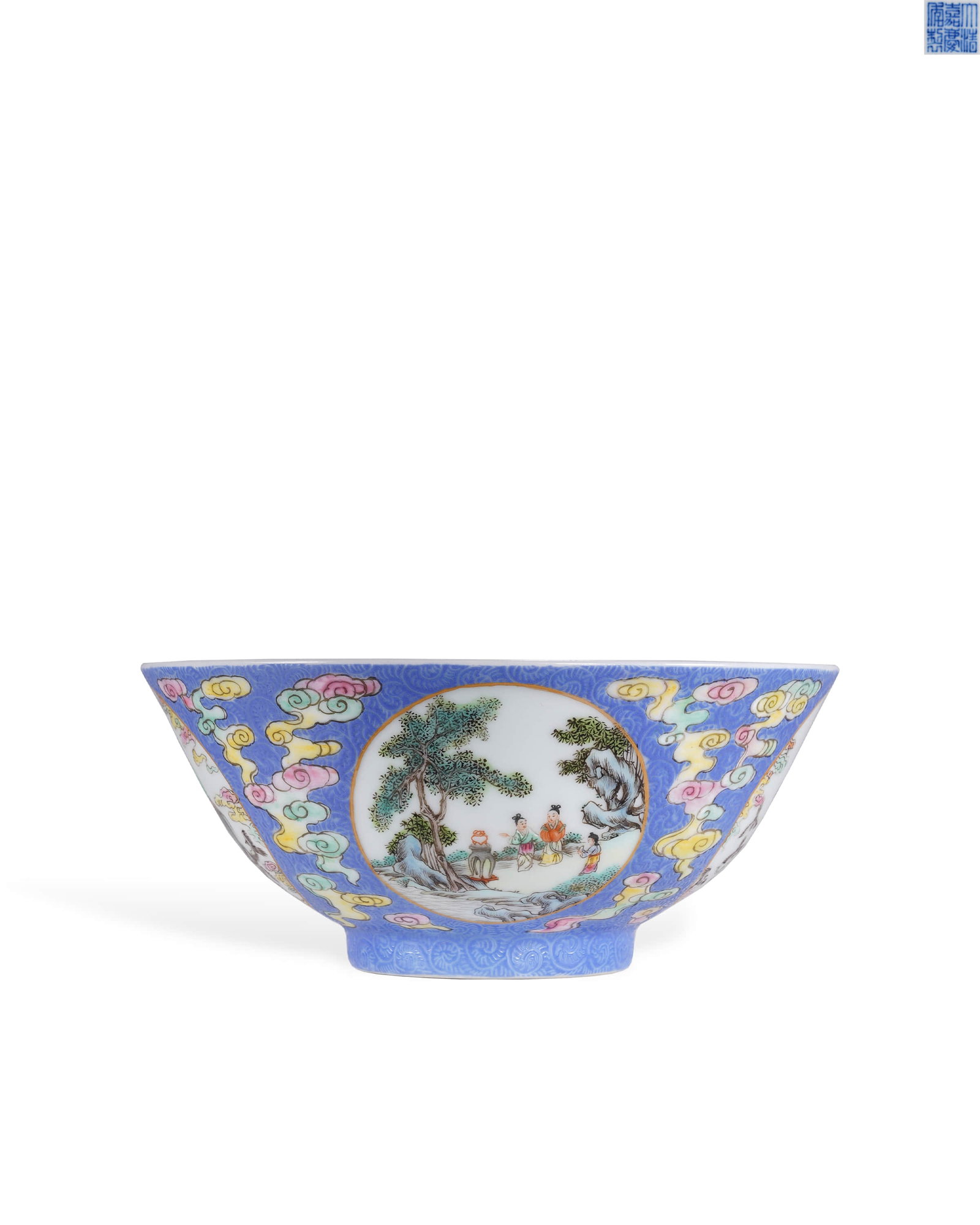 Qing Jiaqing Lan Di Zha Dao Pastel Opening Character Story Bowl: D:14.8cm H:6.5cm