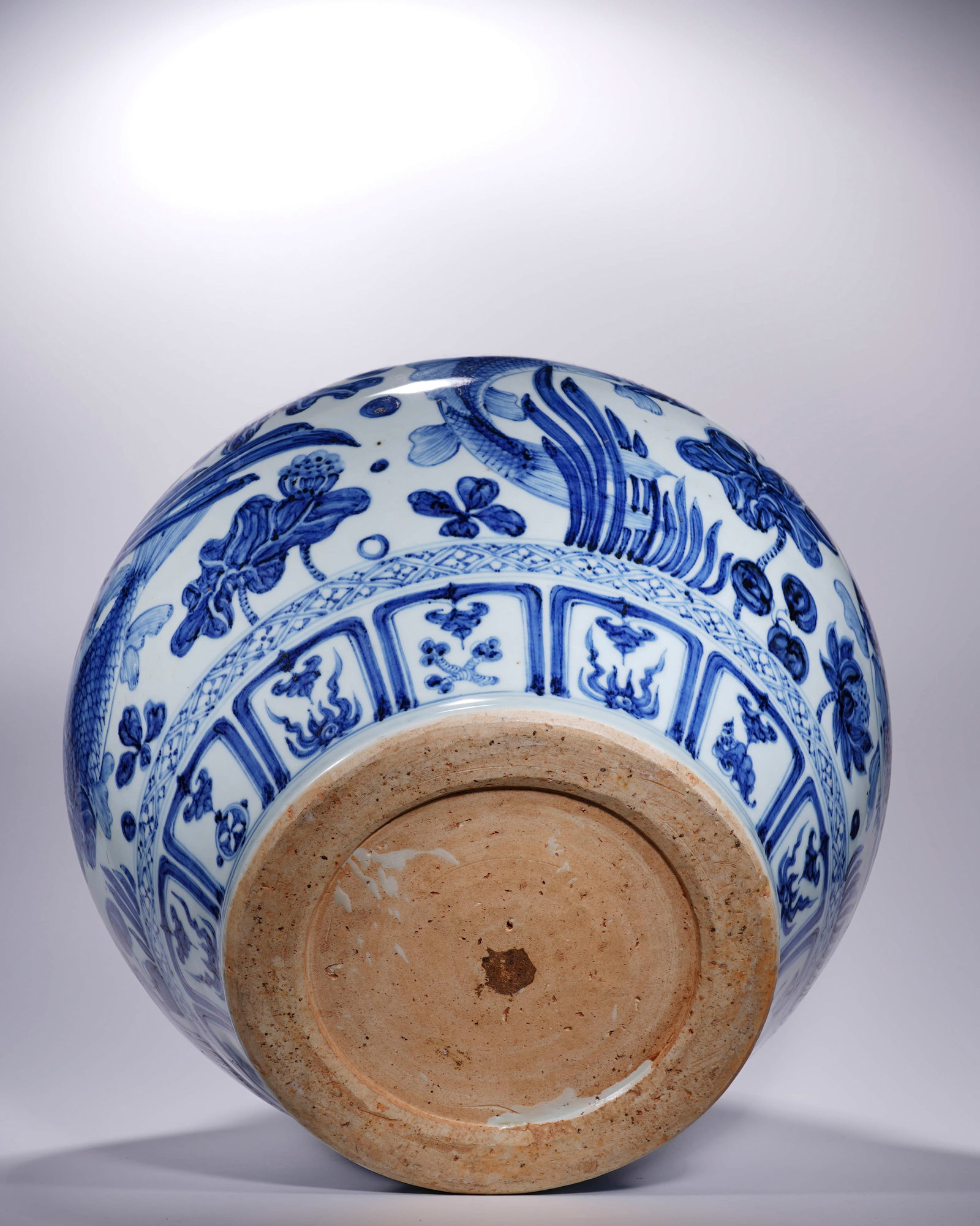 Blue-and-white fish algae-patterned jar - 6