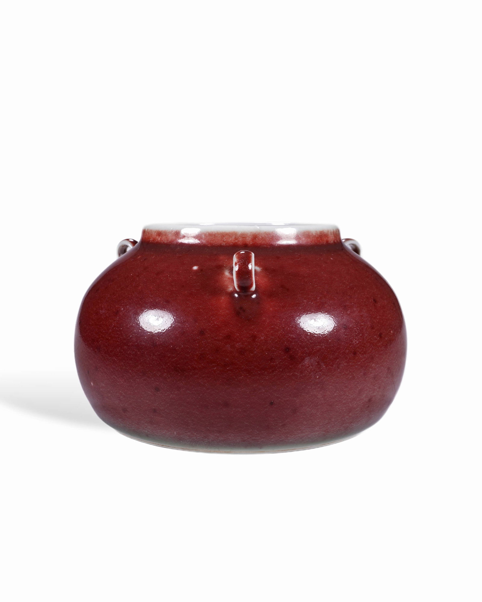 Three-series jar with clear ox blood red glaze: D:16cm H:8.5cm