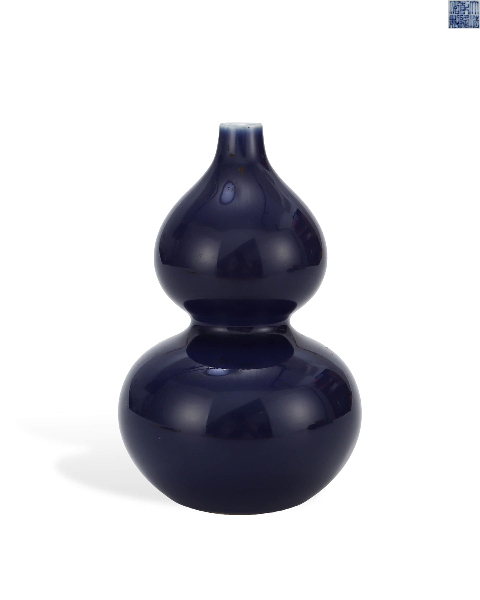 Qing gan long Ji blue glazed gourd bottle: H:18.3cm L:12cm