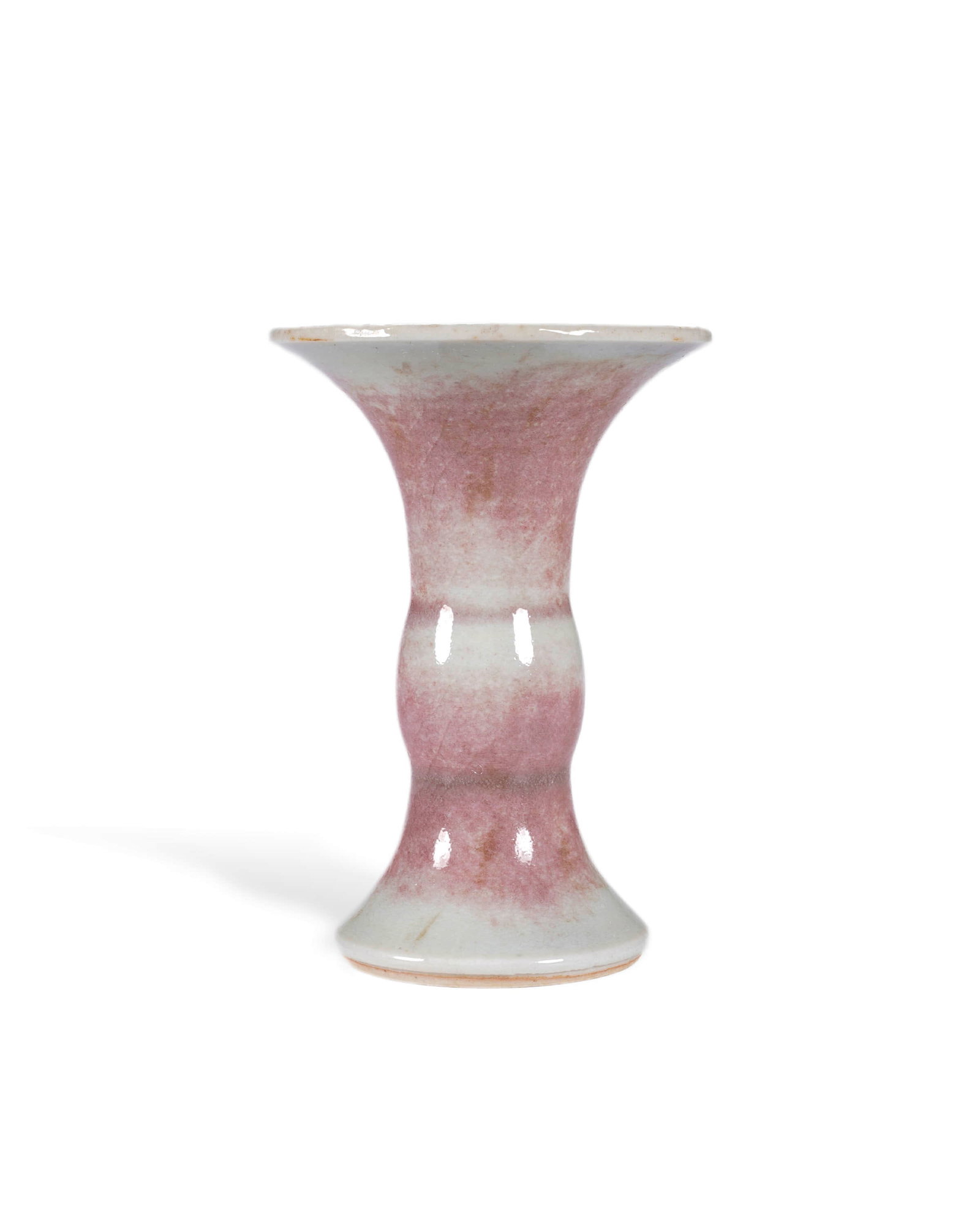 Qing Kangxi lang red glaze flower pattern: D:6.1cm H:8.8cm