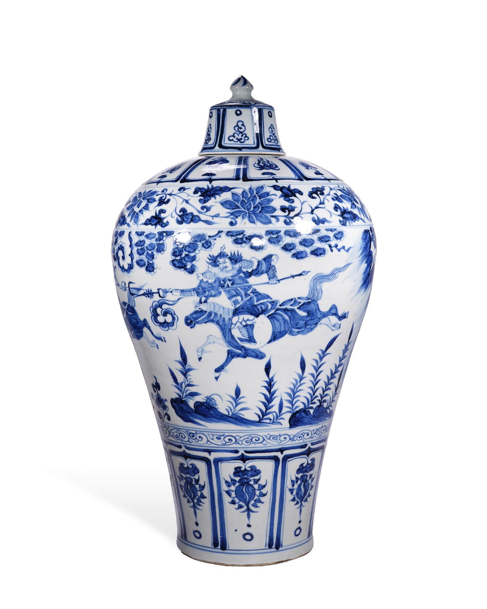 Yuan Blue and White Weichi Gong Single-knife Savior Tumei Bottle: L:25cm H:47cm