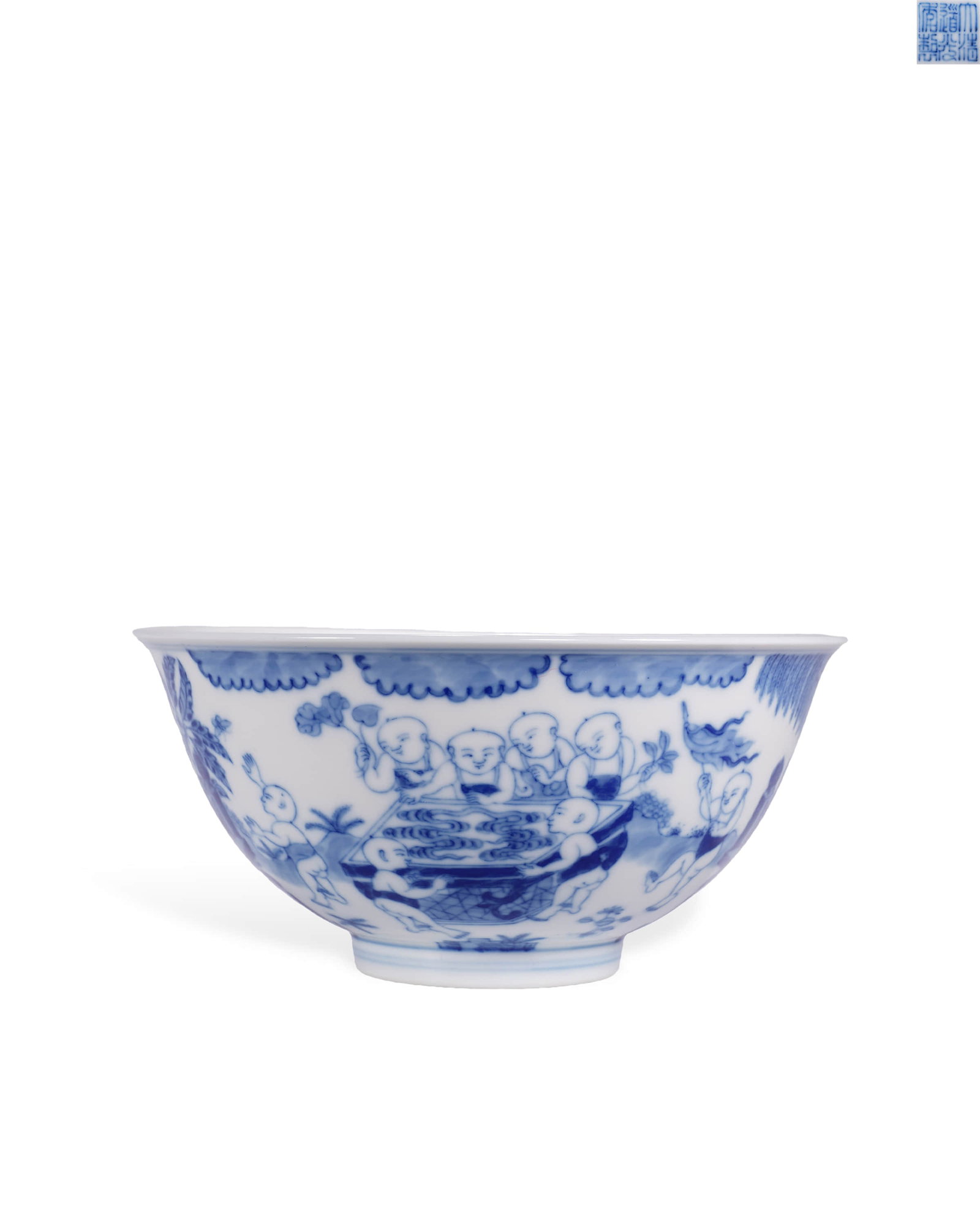 Qing Dao guang Qing Hua courtyard baby play picture bowl: L:15cm H:7cm