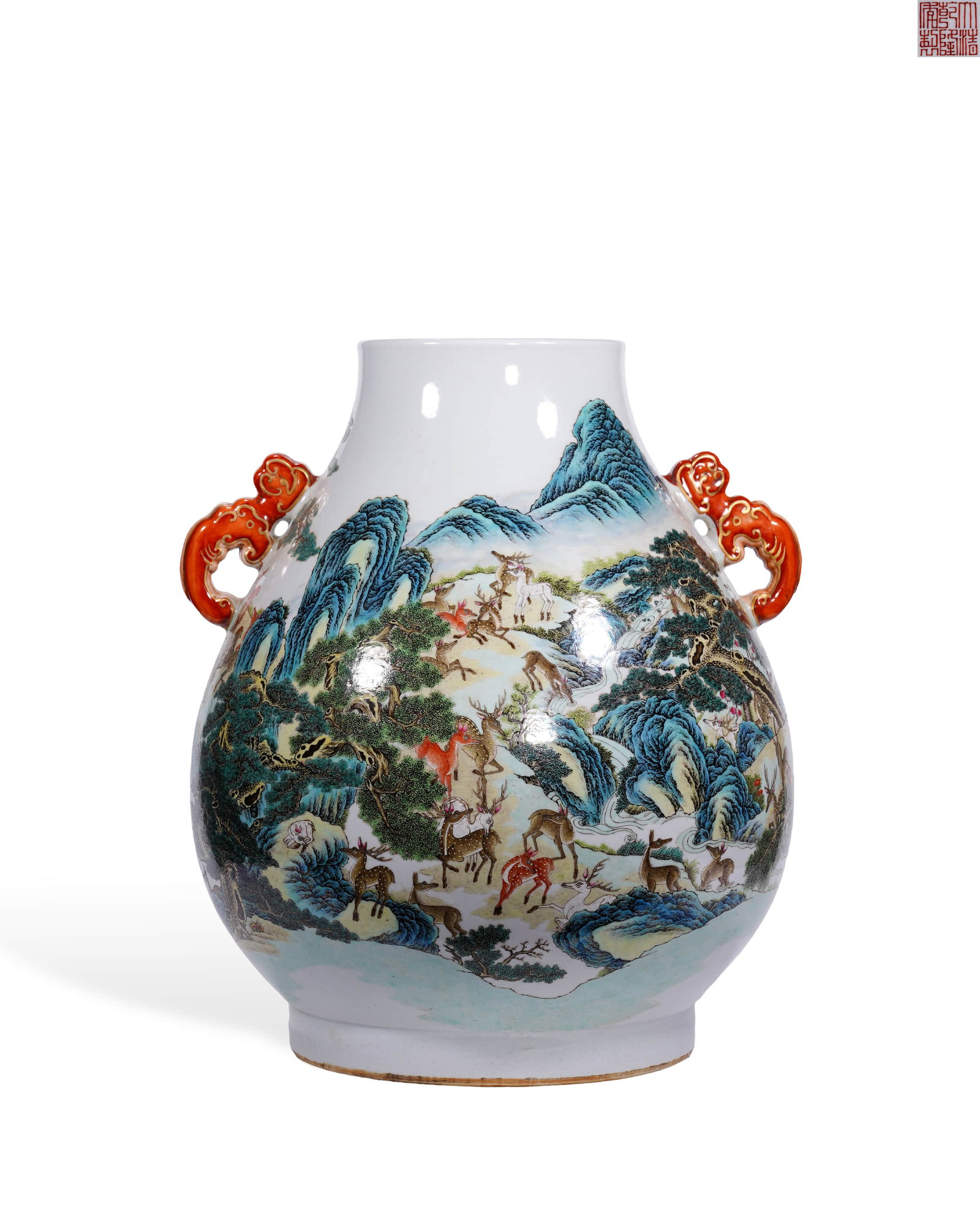 Qing gan long fen Cai Bai Lu Zun: L:36cm H:44.5cm
