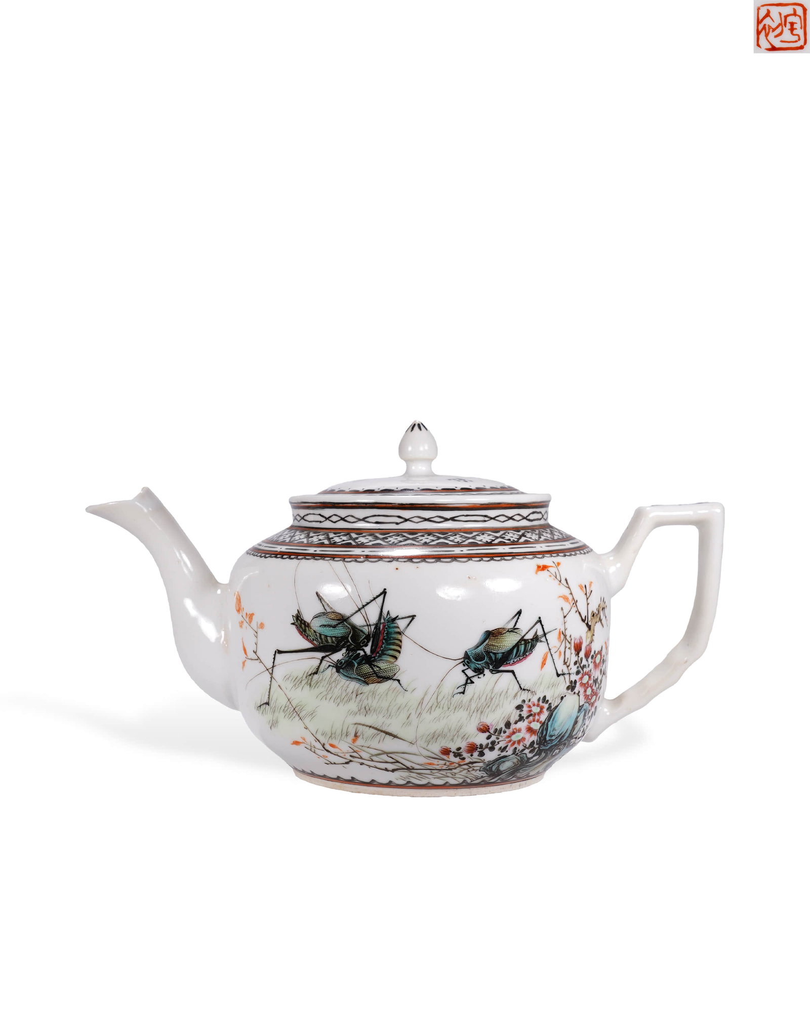 In the Republic of China, Shi Yu painted a teapot with a picture of Cordyceps at the beginning.: L:21cm H:11.5cm