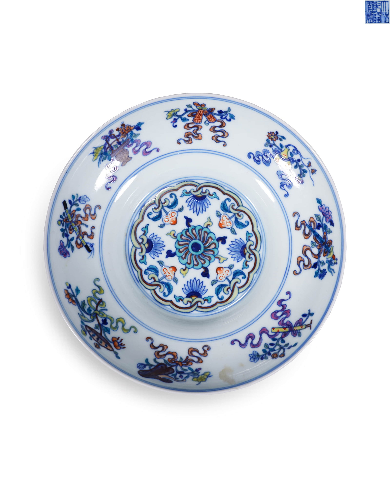 Qing gan long dou Cai tie zhi Lian tuo ba Bao Wen folding bowl (1 of 5)