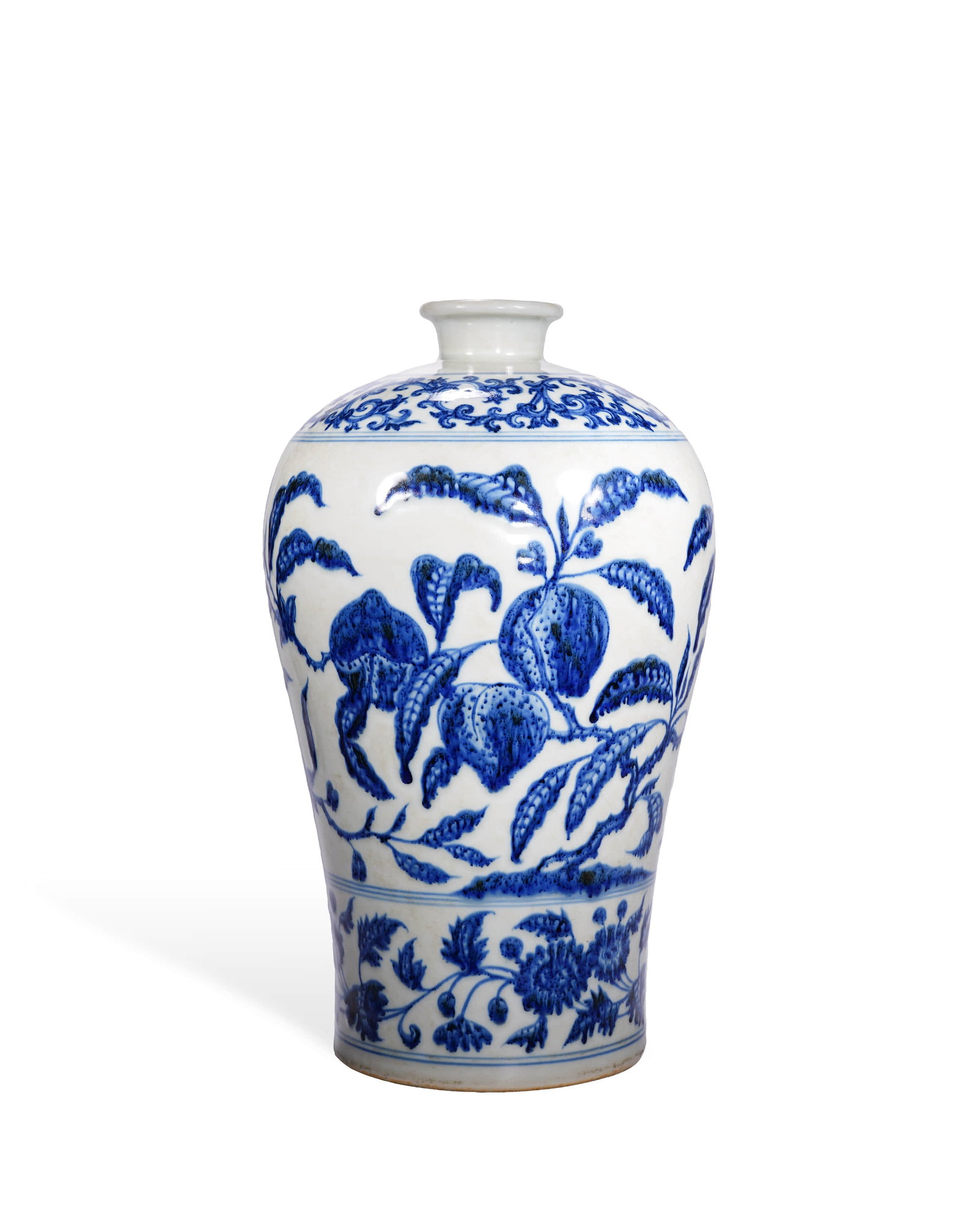 Ming Yongle blue-and-white broken branches three-fruit plum bottle: L:20.5cm H:34.3cm
