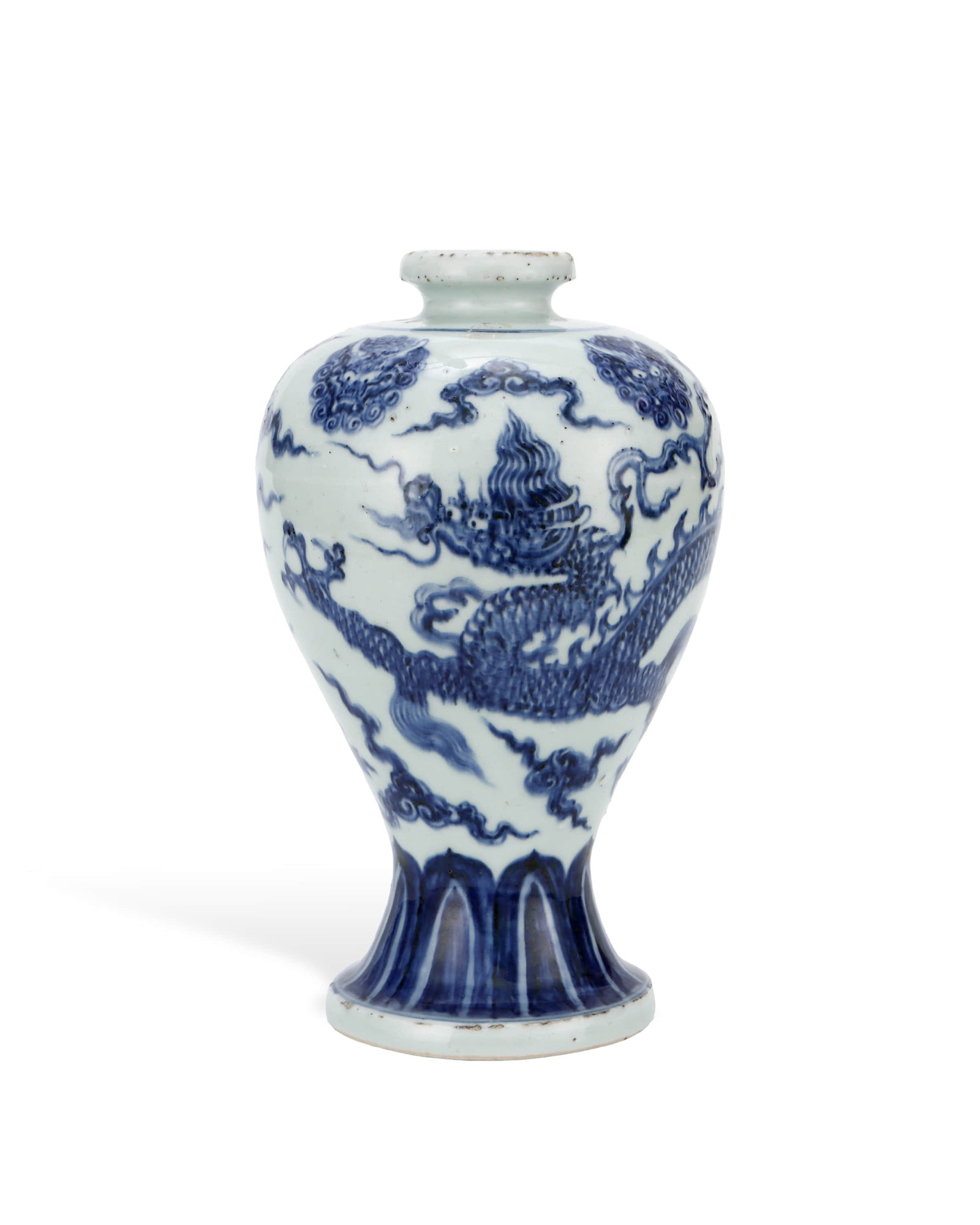 Ming blue-and-white plum vase with cloud dragon pattern (1 of 6)