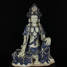 A Huge Blue and White Statue of Avalokitesvara