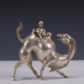 An Exquisite Silver-plated Bronze Camel Ornament