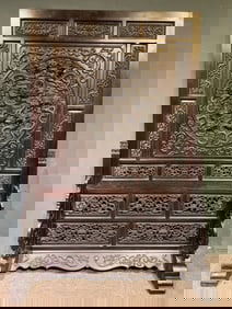 A Huge Zitanwood Fu-Character Dragon Pattern Screen