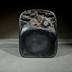 An Exquisite Dragon and Turtle Pattern Inkstone,With Poem