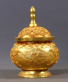 An Exquisite Gilt Bronze Phoenix Pattern Jar