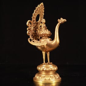 A Rare Gilt Bronze Statue of Peacock Bodhisattva