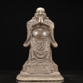 A Huge Silver-plated Copper Statue of Maitreya Buddha
