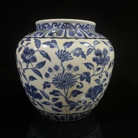 An Exquisite Blue and White Lotus Pattern Jar