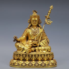 An Exquisite Gilt Bronze Statue of Padma Sambhava