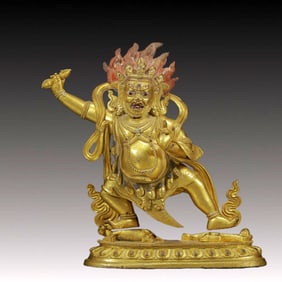 A Solemn Gilt Bronze Statue of Mammon