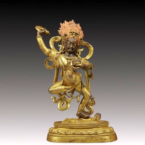 A Solemn Gilt Bronze Statue of Vajra Bodhisattva