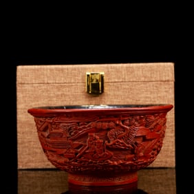 An Exquisite Lacquerware Landscape and Figure Pattern Bowl