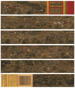 A Chinese Hand Scroll Ink Painting of Character and Story on Paper,You Qiu