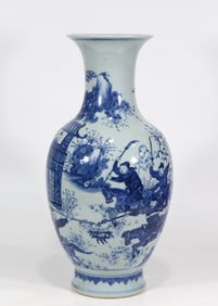A Huge Blue and White Character and Story Pattern Vase
