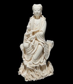 A Solemn Blance-De-Chine Statue of Avalokitesvara