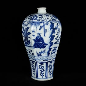 A Huge Blue and White Character and Story Pattern Vase