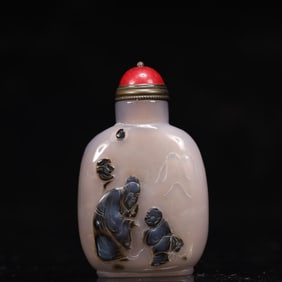 An Exquisite Agate Landscape and Figure Pattern Snuff Bottle