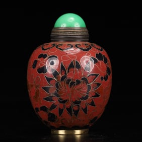 An Exquisite Cloisonne Peony Pattern Snuff Bottle