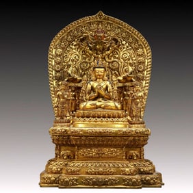 A Solemn Gilt Bronze Statue of Avalokitesvara