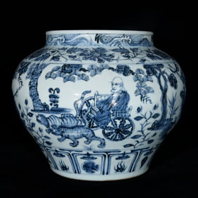 A Rare Blue and White Character and Story Pattern Jar