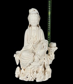 A Solemn Blance-De-Chine Statue of Avalokitesvara