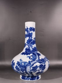 A Rare Blue and White Pine and Squirrel Pattern Vase