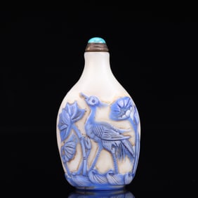 An Exquisite Glass Flower and Bird Pattern Snuff Bottle