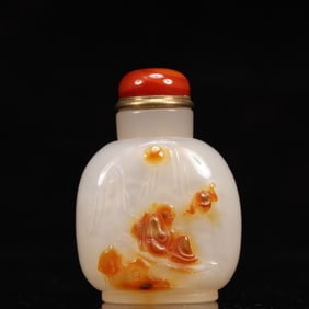 An Exquisite Agate Landscape and Figure Pattern Snuff Bottle