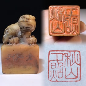 An Exquisite Shoushan Stone Auspicious Beast Pattern Seal