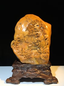 An Exquisite Shoushan Stone Landscape and Figure Pattern Seal