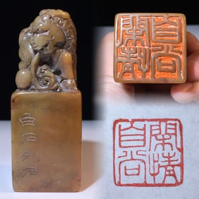 An Exquisite Shoushan Stone Auspicious Beast Pattern Seal